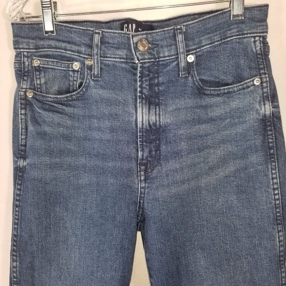 GAP High Rise Vintage Slim Jeans Size 4R 27 Dark Villa Wash Blue Stretch Denim - Picture 11 of 11